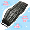 Picture of Sunny Tape in Hair Extensions Human Hair Natural Black to Silver Grey Balayage Human Hair Extensions Tape in For Women Black Ombre Tape in Human Hair Extensions Invisible 18inch 20pcs 50g