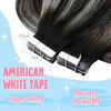 Picture of Sunny Tape in Hair Extensions Human Hair Natural Black to Silver Grey Balayage Human Hair Extensions Tape in For Women Black Ombre Tape in Human Hair Extensions Invisible 18inch 20pcs 50g