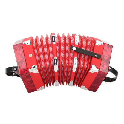 Picture of High-end and Elegant Ergonomic Design Concertina Instrument with an Adjustable Hand Strap with a Bag Professional Accordion Concertina, for Outdoor, for Music(red)