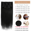 Picture of Hair Extensions Clip In Human Hair Extensions Jet Black 70g 20in 7 Pcs Natural Soft Hair, Can Be Styled Hair (20"#1)