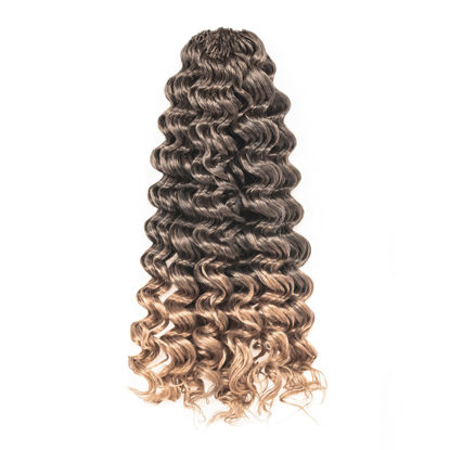 Picture of ToyoTree Ocean Wave Crochet Hair - 20 Inch 8 Packs Ombre Blonde Crochet Braids Synthetic Braiding Hair Extensions (20 inch, T27)