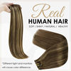 Picture of Full Shine Seamless Clip in Hair Extensions Human Hair 16Inch Hair Extensions Clip in Human Hair Highlights Color 3P27 Brown Highlight with Caramel Blonde 8Pcs 120 Gram Blonde Clip in Extensions