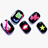 Picture of Black Gel Press on Nails Short Squoval, Colorful Pval Fake Nails with Cartoon Design, Cute Acrylic Red False Nail Kits Stick on Nails, Color Glue on Nails for Women, Reusable Full Cover Gel Nails with Adhesive Tabs 24Pcs Manicure Set Gift