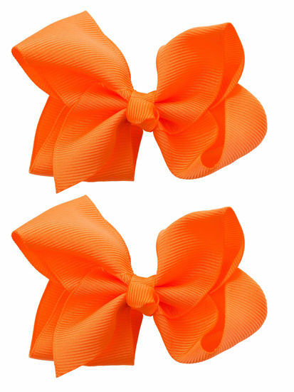 Picture of NYFASHION101 Toddlers' Girls' Smooth Grosgrain Ribbon Bow Alligator Clip, Orange