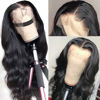 Picture of 32 Inch Body Wave Lace Front Wigs Human Hair Pre Plucked 180% Density 13x4 HD Lace Front Wigs for Black Women, Glueless Wigs Unprocessed Brazilian Virgin Human Hair with Baby Hair Bleached Knots