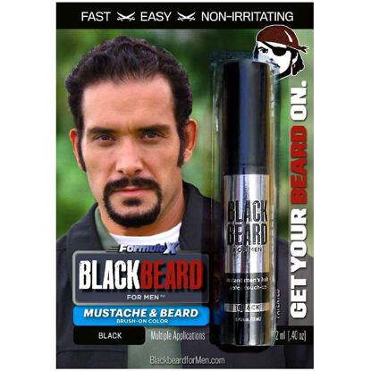 Picture of Blackbeard for Men Formula X Instant Mustache, Beard, Eyebrow and Sideburns Color - Fast, Easy, Men’s Grooming, Beard Dye Alternative, Black, 1 Pack