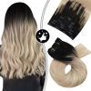 Picture of Moresoo Clip in Hair Extensions Balayage Human Hair Black to Blonde Real Hair Extensions 18inch Thick Hair Extensions Clip ins Full Head 7Pieces 120Grams Remy Blonde Hair Extensions