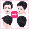 Picture of Pixie Cut Wig Human Hair Lace Front Curly Wig Human Hair 13x1 Pixie Cut Wig Lace Front Human Hair HD Lace Pixie Human Hair Wigs for Black Women Short Curly Pixie Human Hair Wigs Natural Black