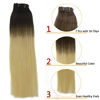 Picture of Real Human Hair Extensions Clip in 20Inch Straight Dark Brown to Bleach Blonde Clip on Hair Extensions Fine Hair with No Split Ends 70grams 7pcs