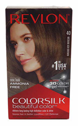 Picture of colorsilk Beautiful Color #40 Medium Ash Brown Revlon Hair Color 1 Application Unisex