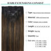 Picture of DOORES Human Hair Extensions Clip in Balayage Dark Brown to Chestnut Brown Clip in Remy Hair Extensions Natural Hair 120g Straight 7pcs 24 Inch