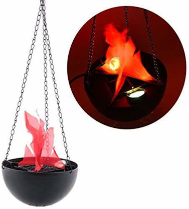 Picture of Halloween 3W Prop LED Fake Fire Flame Effect Lamp Torch Night Light Artificial 3D Campfire Lamp for Christmas Festival Event Party Club Decor(9inches-Round Hanging Led Flame Light)