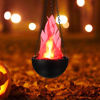 Picture of Halloween 3W Prop LED Fake Fire Flame Effect Lamp Torch Night Light Artificial 3D Campfire Lamp for Christmas Festival Event Party Club Decor(9inches-Round Hanging Led Flame Light)