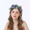 Picture of Floral Crown Bridal Floral Headband Hair Wreath Flower Headpiece Halo Boho with Ribbon Wedding Festival Party Photos by Vivivalue