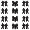 Picture of Oaoleer 12PCS 7" Large Glitter Cheer Hair Bows Ponytail Holder Elastic Band Handmade for Cheerleading Teen Girls College Sports (Glitter Black 12PCS)