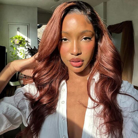 Picture of UNICE Reddish Brown V Part Wig Human Hair No Leave Out Body Wave Upgrade U Part Wigs for Women No Sew in, No Glue Brazilian Glueless Human Hair Wigs Colored Beginner Friendly 16 inch