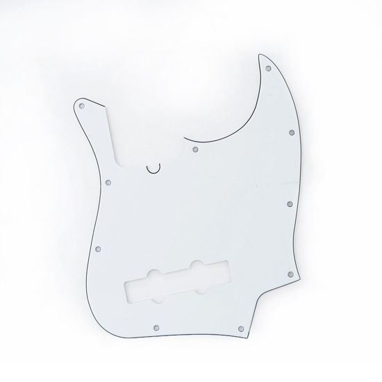 Picture of Musiclily Pro 10 Hole Jazz Bass Pickguard J Bass Pick Guards for 4 String American Jazz Bass Guitar Modern Style, 3Ply White