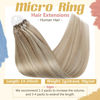 Picture of Sunny Micro Ring Human Hair Extensions Ash Blonde Highlights Bleach Blonde Micro Hair Extensions Human Hair Pre Bonded Micro Loop Extensions Blonde Human Hair 50g 24inch