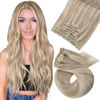 Picture of Moresoo Blonde Clip in Hair Extensions Real Human Hair 16inch Ash Blonde Clip in Extensions 7Pieces 120Grams Full Head Straight Hair Clip in Extensions Ash Platinum