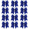 Picture of 12 PCS 8" Large Glitter Cheer Bows Blue Girl Hair Bows Sparkly Cheerleading Softball Team Bow Hair Accessories for cheerleaders football Competition Sports