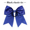 Picture of 12 PCS 8" Large Glitter Cheer Bows Blue Girl Hair Bows Sparkly Cheerleading Softball Team Bow Hair Accessories for cheerleaders football Competition Sports