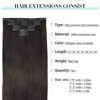 Picture of DOORES Clip in Hair Extensions Dark Brown 120g 7pcs 20 Inch Remy Human Hair Extensions Clip in Real Hair Extensions Natural Hair Straight Thick