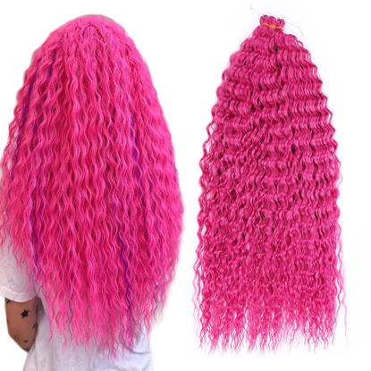 Picture of Ocean Wave Crochet Hair Extensions,120g/Pack 6Pack 30Inch Soft Deep Wave Crochet Hair #-Rose Red Synthetic Curly Crochet Hair Extensions For Women