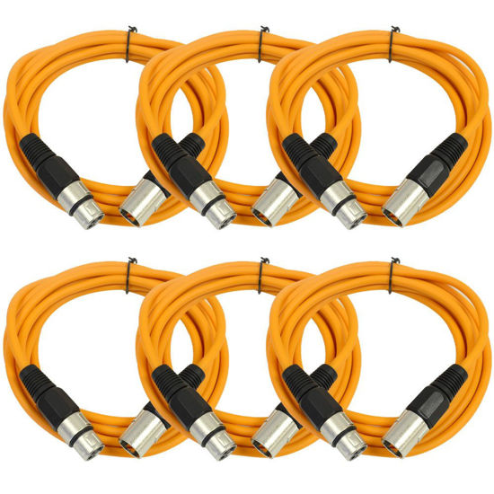 Picture of SEISMIC AUDIO - SAXLX-10 - 6 Pack of 10' Orange XLR Male to XLR Female Patch Cables - Balanced - 10 Foot Patch Cords