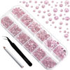 Picture of Beadsland 2500pcs Light Pink Rhinestones, Flatback Gems Round Crystal Rhinestones for Crafts Mixed 8 Sizes SS4~SS30 with Picking Tweezer and Pen (lt.Pink)