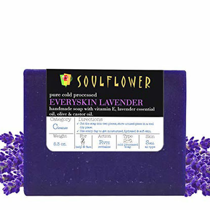 Picture of Soulflower Handmade Solid Soap Bars (Everyskin Lavender Soap, Pack of 1)