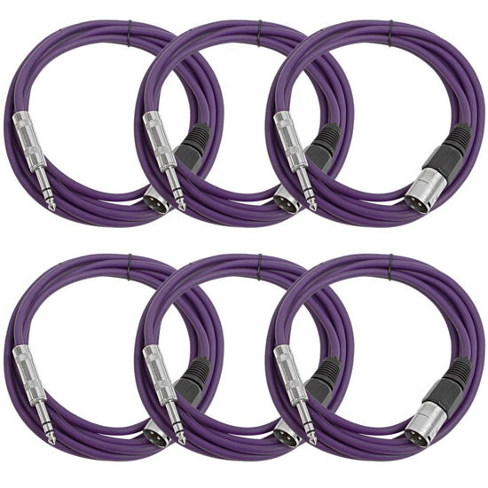 Picture of Seismic Audio SATRXL-M10Purple6 10-Feet XLR Male to 1/4-Inch TRS Patch Cables - Purple