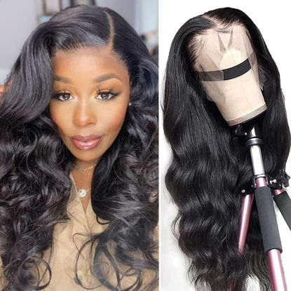 Picture of UNICE Body Wave 360 Full Lace Front wig Human Hair Pre Plucked with Baby Hair 180% Density Brazilian Virgin Hair Transparent Lace Frontal Glueless human hair Wigs for Women 22 Inch