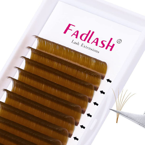 Picture of Volume Lash Extensions Mixed Tray Color Lashes Extension Easy Fan Volume Lashes Blond Light Brown Lash Extensions C Curl 0.07 Colored Lash Extensions (Blond-0.07C-20-25mm)