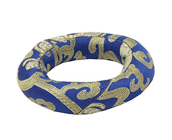 Picture of Silk Brocade Ring Cushion Pillow for Tibetan Singing Bowl Hand Made Nepal (Blue)