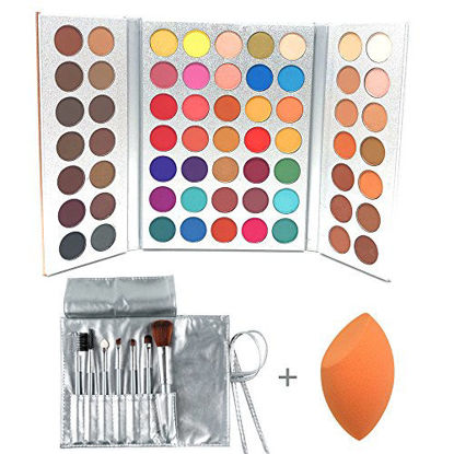 Picture of Beauty Glazed 63 Colors Eyeshadow Professional Makeup 63 Colors EyeShadow Palette Powder With Profession Makeup Brushes Set and Powder Blender Gorgeous Me Cosmetics Perfect Color Eye Shadow Tray Set