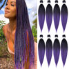 Picture of Long Braiding Hair Pre-stretched Braiding Hair 36''-8 Packs Hot Water Setting Perm Yaki Synthetic Hair for Twist Braids Ombre Black to Purple(36in,1B/Purple)