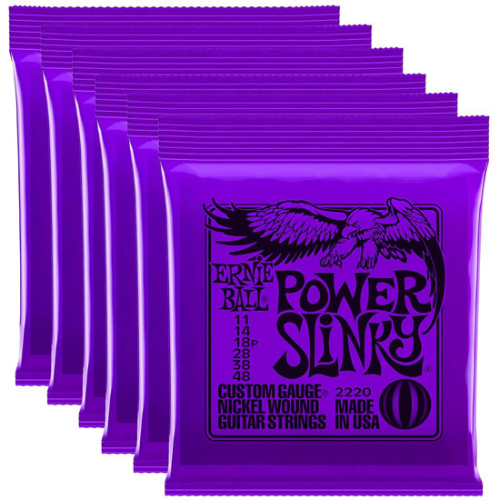 Picture of Ernie Ball 2220 Nickel Power Slinky Electric Guitar Strings .011 - .048 Gauge 6 Pack