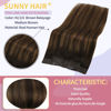 Picture of Sunny Brown Ombre Fishing Wire Hair Extensions Darkest Brown Ombre Medium Brown Mix Brown #2/2/6 Secret Wire Extensions Real Human Hair Dark Brown Hair Fish Line Extensions 16 Inch 80g