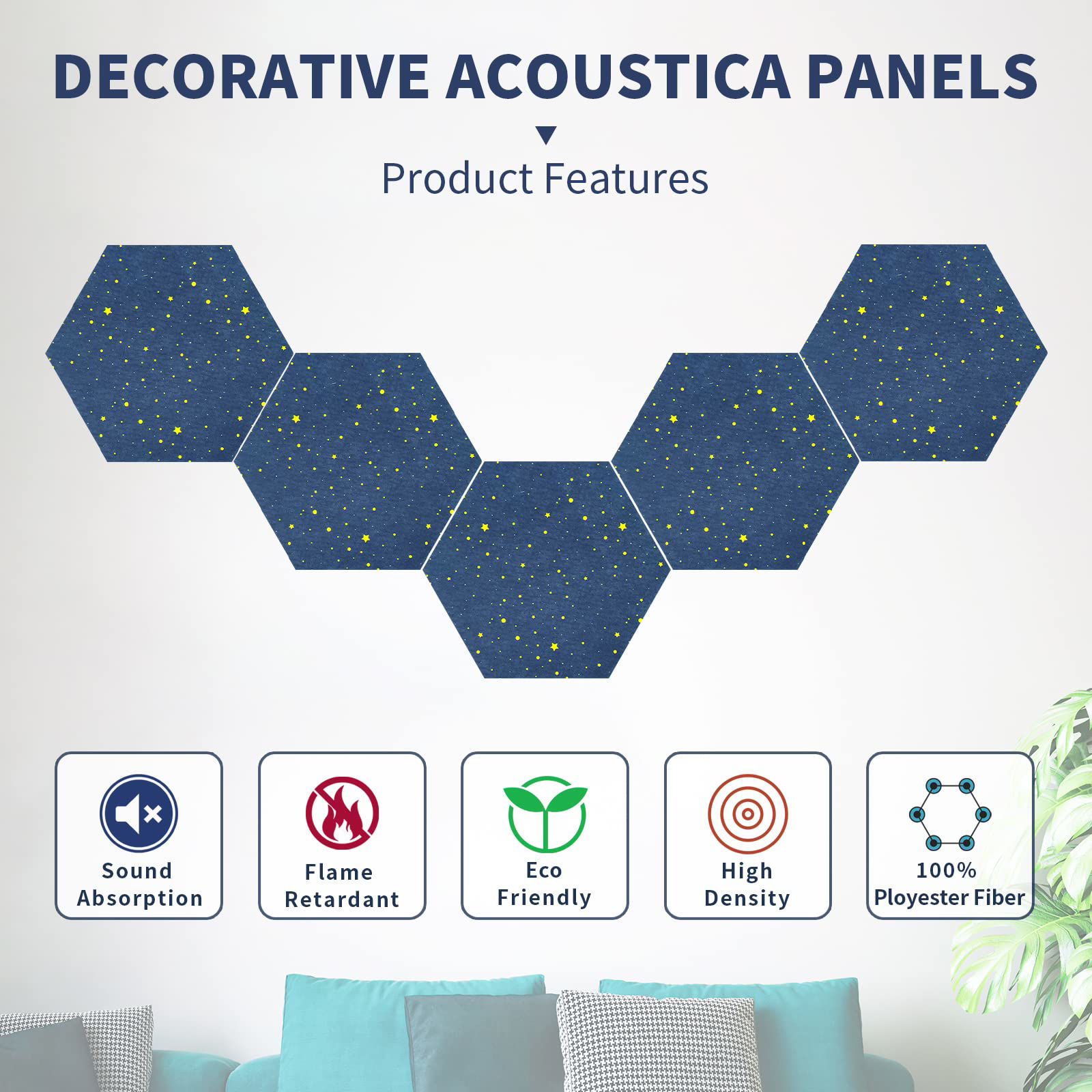 Getuscart 12 Pack Acoustic Panels Soundproof Wall Panels Self