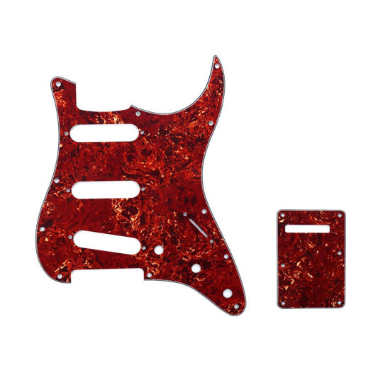 Picture of Musiclily SSS 11 Hole Strat Electric Guitar Pickguard and BackPlate Set for Fender USA/Mexico Made Standard Stratocaster Modern Style Guitar Parts,4Ply Vintage Tortoise