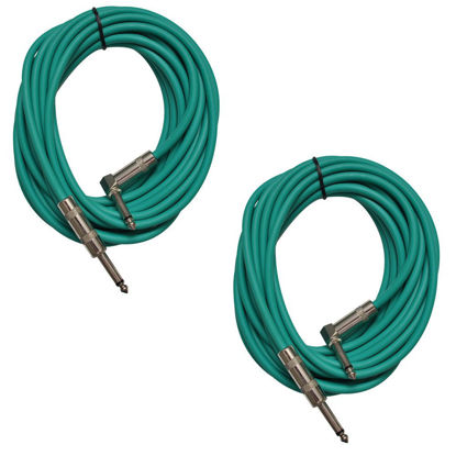 Picture of Seismic Audio - SAGC20R-Green-2Pack - Pair of Green 20 Foot Right Angle to Straight Guitar Cables - 20' Green Guitar or Instrument Cables