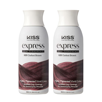 Picture of Kiss Express Semi-Permanent Hair Color 100mL (3.5 US fl.oz) (2 PACK, Darkest Brown)