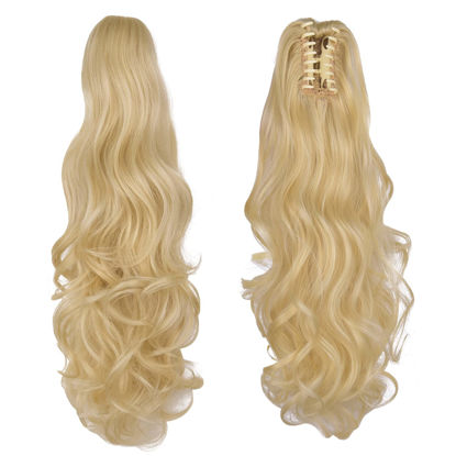 Picture of Blonde Clip Ponytail,Fake Ponytails 20" Wavy 5.3 OZ BLack Hair Extensions Hair piece SYXLCYGG Pony tail Wig Synthetic Fluffy&not Tangled Brown 12" Curly Women 16" Wavy Claw Clip 22" Straight Girl