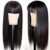 Picture of Hermosa 9A Brazilian Straight Human Hair Wigs with Bangs for Black Women 150% Density Half Machine Lace Front Wigs Human Hair Natural Black Color 24 inch