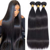 Picture of 10A Straight Hair Bundles Brazilian Virgin Human Hair Bundles Straight 14 16 18 Inch 100% Unprocessed Virgin Hair Bundles Straight Weave Hair Human Bundles