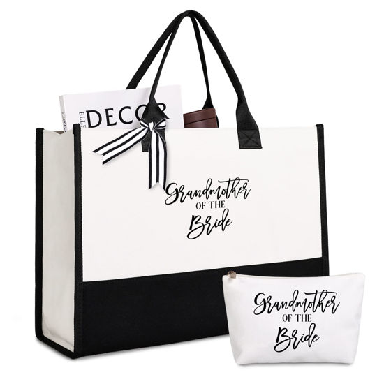 Picture of Grandmother of the Bride Tote Bag, Grandmother of the Bride Gifts From the Bride, Black and White