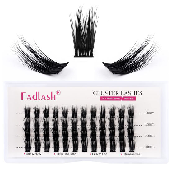 Picture of Individual Lashes DIY Eyelash Extension Cluster Lashes Black Lash Clusters Faux Mink Cluster Lash Extensions Soft Lightweight Eyelash Clusters Pre Made Volume Lashes Makeup (0.07-C, 10-16mm)