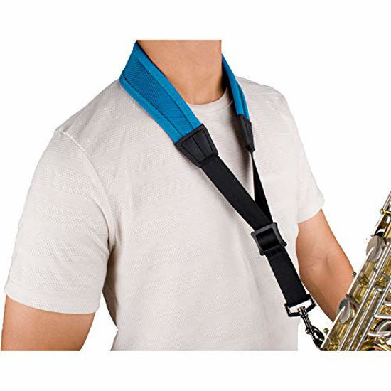 Picture of Pro Tec NLS310MTB 22" "Less-Stress" Ballistic Neoprene Sax Neck Strap with Coated Metal Snap, Teal Blue