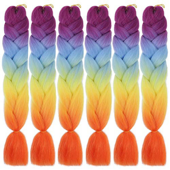 Xiaofeng Braiding Hair Extensions for Women 6 Packs 100g/Pack 24Inch High  Temperature Ombre Jumbo Synthetic Braiding Hair for Twist Crochet Braids  (24