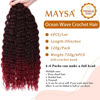 Picture of Burgundy Ocean Wave Crochet Hair Extensions Soft #1BTBurgundy Synthetic Deep Wave Hair Extensions, 6Packs Wine Red Curly Crochet Hair Extensions For Women 30in